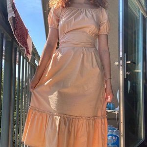 ZARA pink/beige peasant dress with tie
